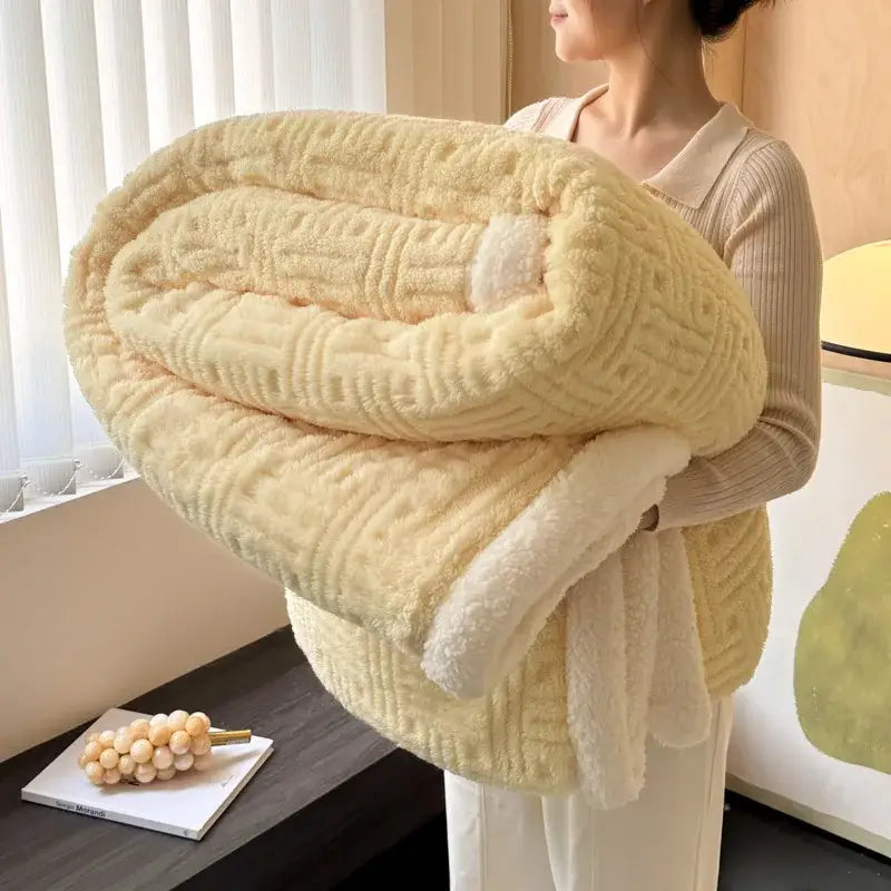 ™ Jacquard Lamb Wool Double-Layer Blanket for Cozy Comfort & Style