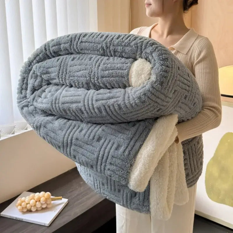 ™ Jacquard Lamb Wool Double-Layer Blanket for Cozy Comfort & Style