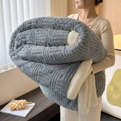 ™ Jacquard Lamb Wool Double-Layer Blanket for Cozy Comfort & Style