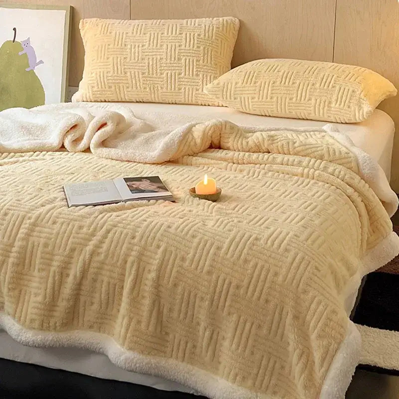 ™ Jacquard Lamb Wool Double-Layer Blanket for Cozy Comfort & Style