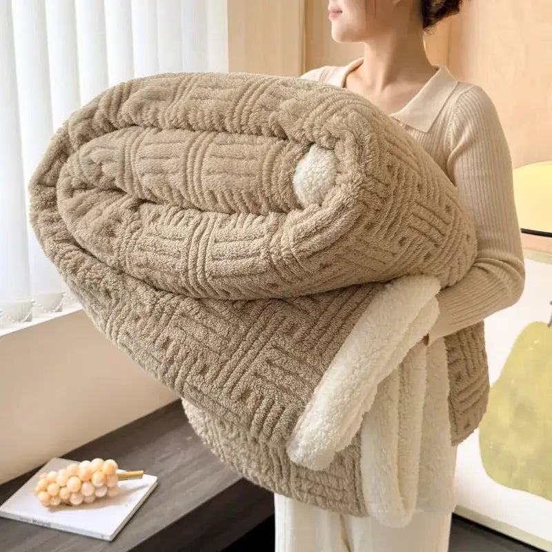 ™ Jacquard Lamb Wool Double-Layer Blanket for Cozy Comfort & Style