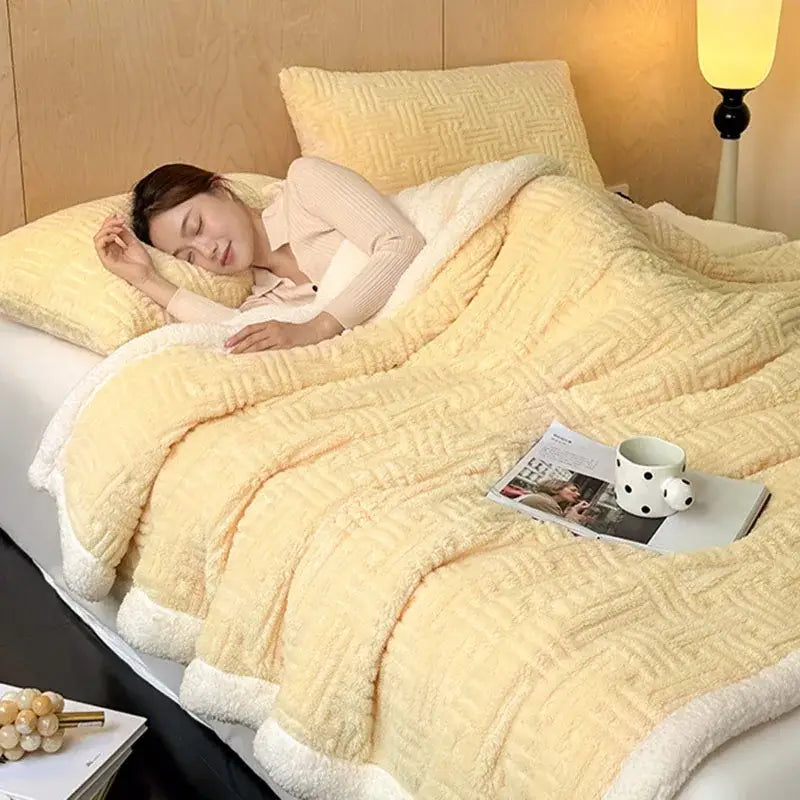 ™ Jacquard Lamb Wool Double-Layer Blanket for Cozy Comfort & Style