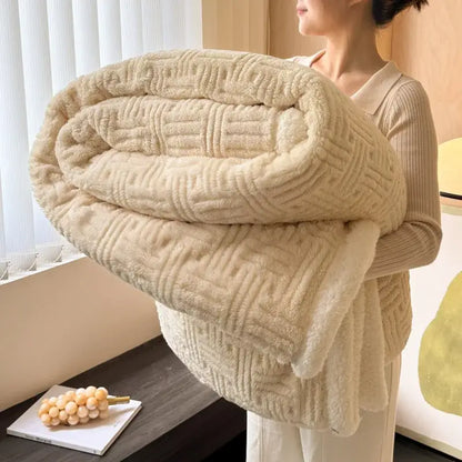 ™ Jacquard Lamb Wool Double-Layer Blanket for Cozy Comfort & Style