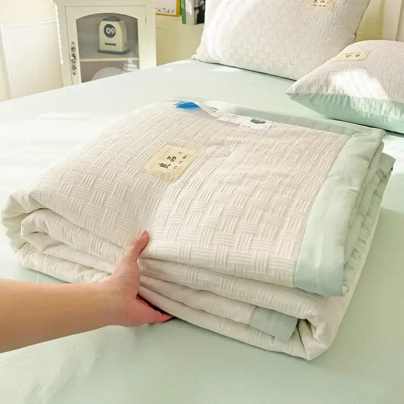 Decorbites jacquard summer cool blanket white & green bedroom quilt