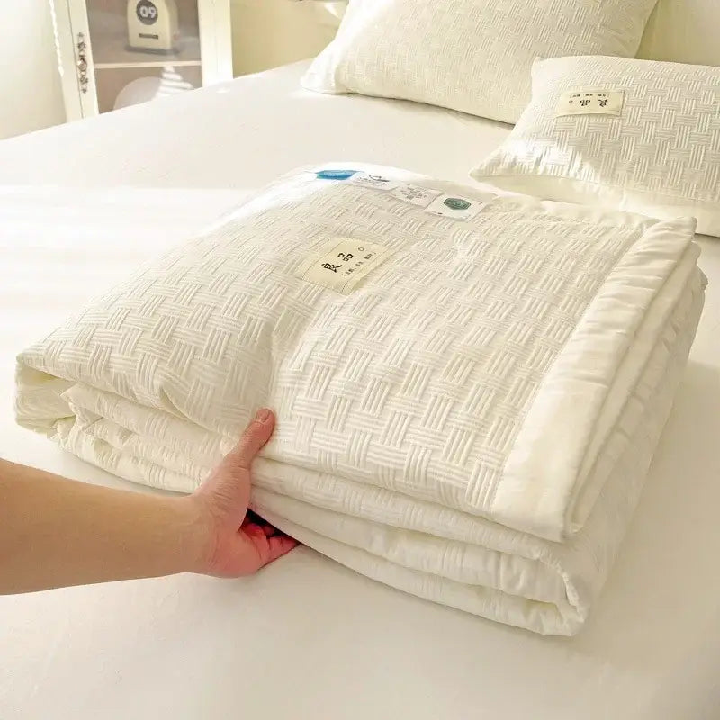 Decorbites jacquard summer cool blanket white & green bedroom quilt