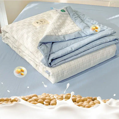 Decorbites jacquard summer cool blanket white & green bedroom quilt