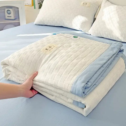 Decorbites jacquard summer cool blanket white & green bedroom quilt