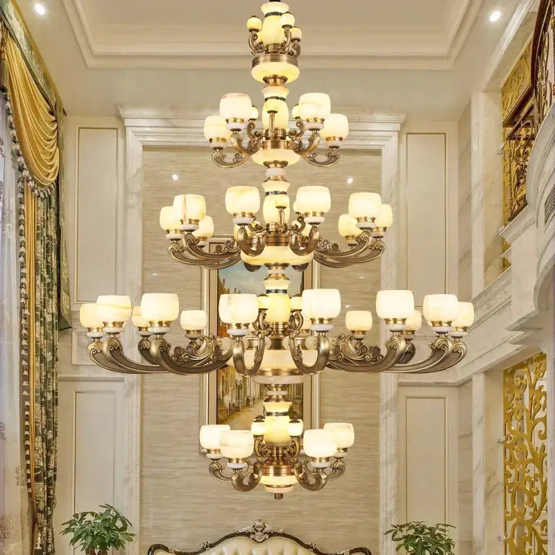 jade chandelier bronze living room multi tier glass lamp