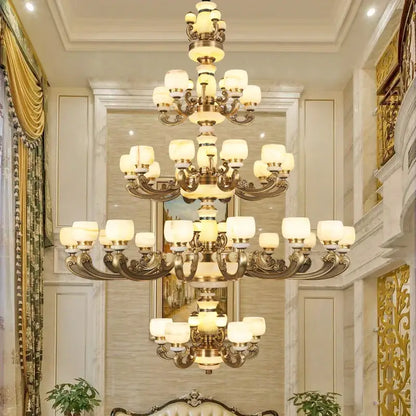 jade chandelier bronze living room multi tier glass lamp