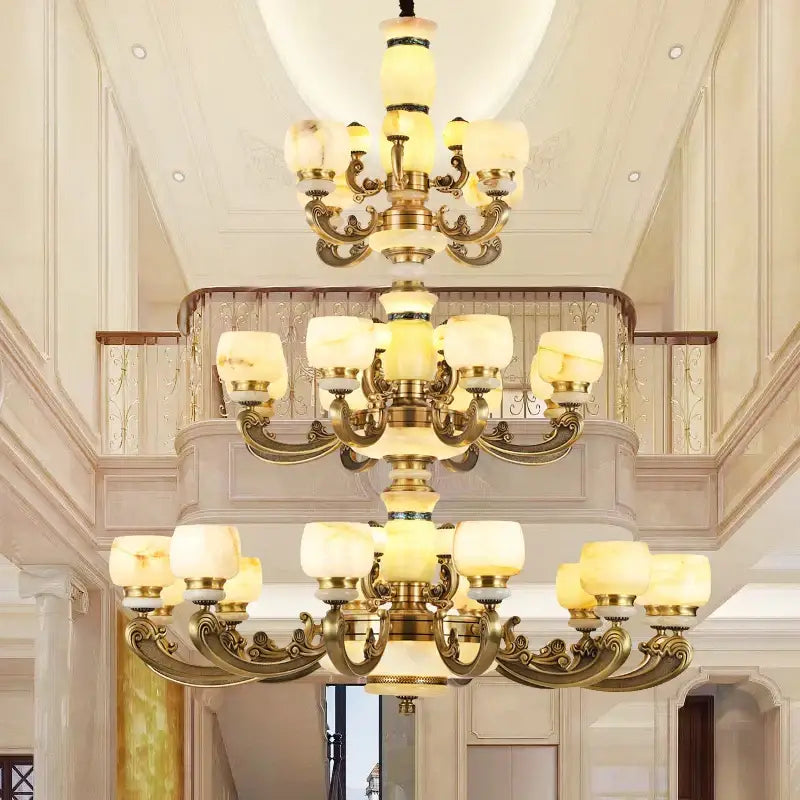 jade chandelier bronze living room multi tier glass lamp