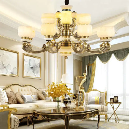 jade chandelier bronze living room multi tier glass lamp