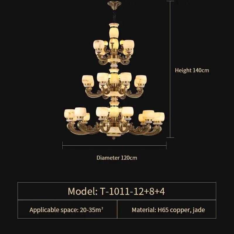 jade chandelier bronze living room multi tier glass lamp