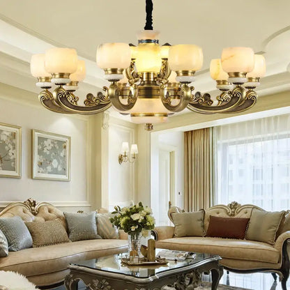 jade chandelier bronze living room multi tier glass lamp