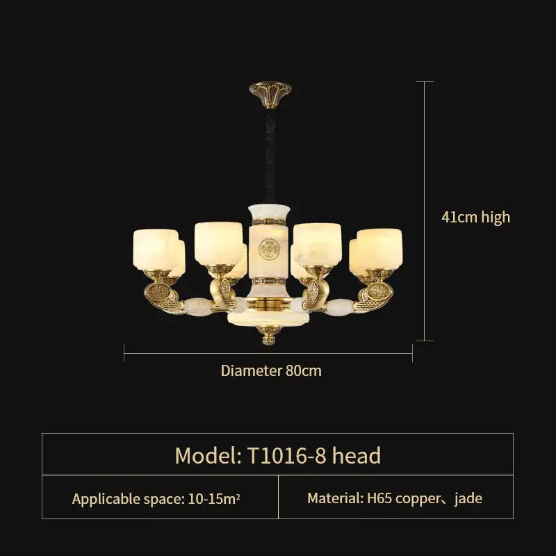 jade copper chandelier for living room with opal glass shades
