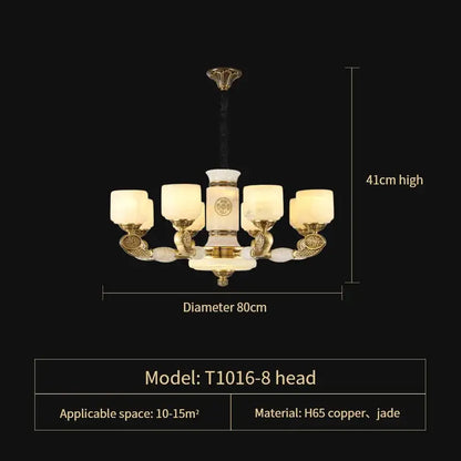 jade copper chandelier for living room with opal glass shades