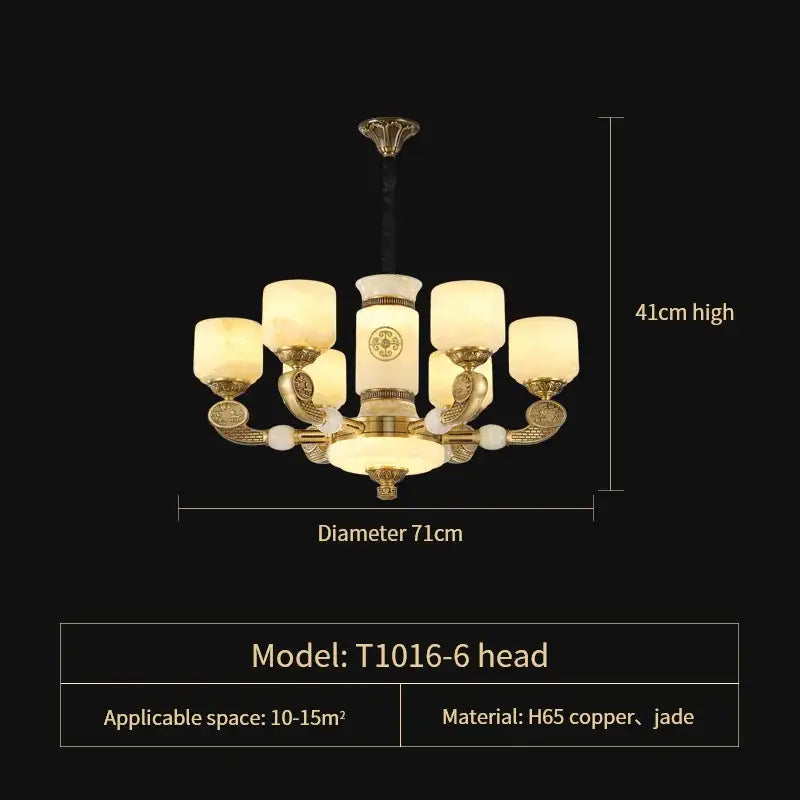 jade copper chandelier for living room with opal glass shades