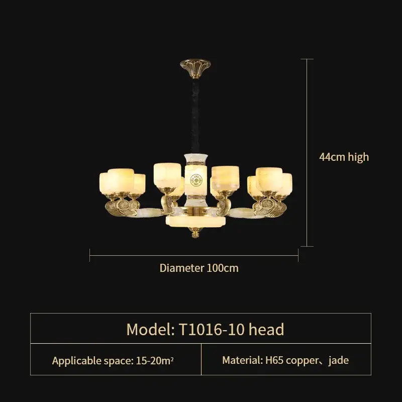 jade copper chandelier for living room with opal glass shades