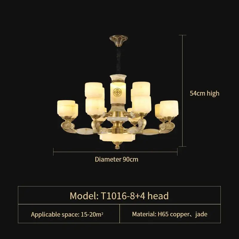 jade copper chandelier for living room with opal glass shades