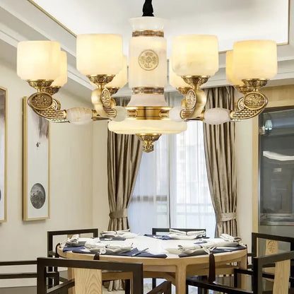 jade copper chandelier for living room with opal glass shades