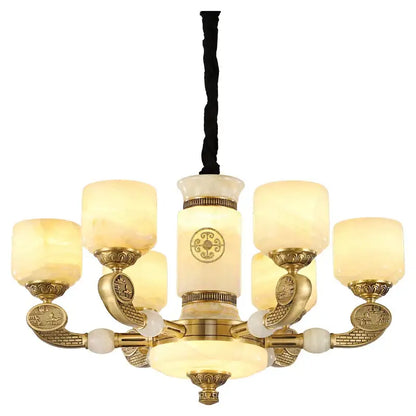 jade copper chandelier for living room with opal glass shades