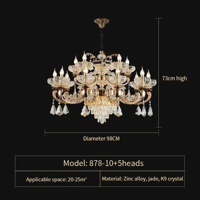 jade crystal chandelier gold living room lamp