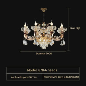 jade crystal chandelier gold living room lamp