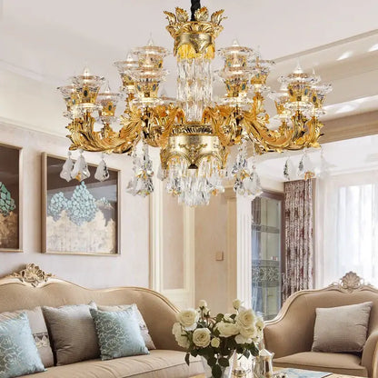 jade crystal chandelier gold living room lighting