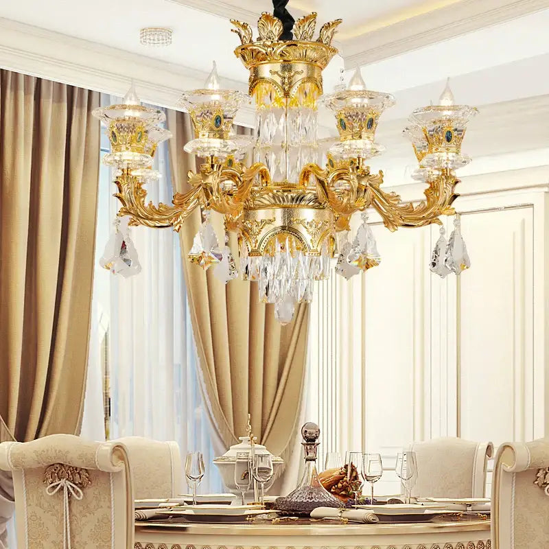 jade crystal chandelier gold living room lighting