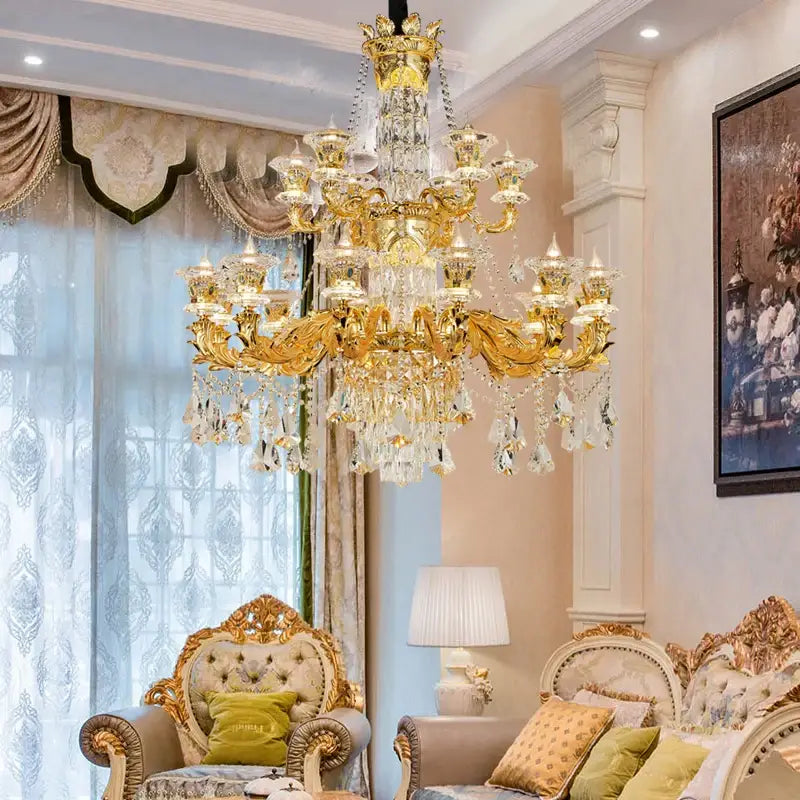 jade crystal chandelier gold living room lighting