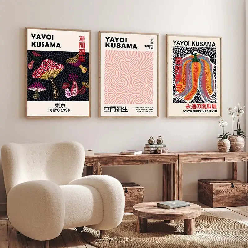 Vibrant japanese abstract art canvas print living room poster