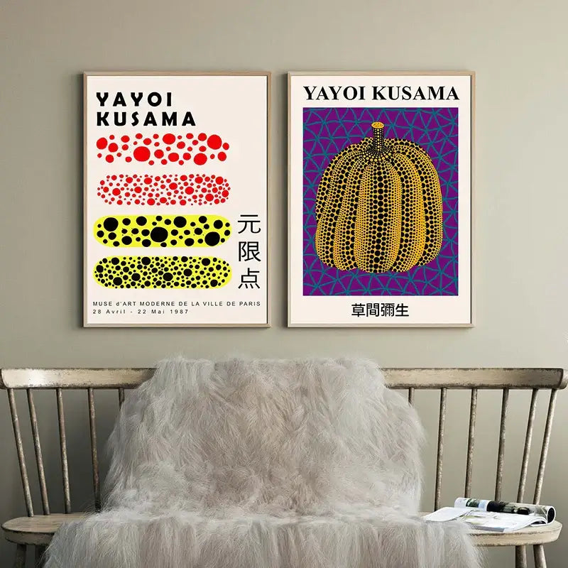 Vibrant japanese abstract art canvas print living room poster