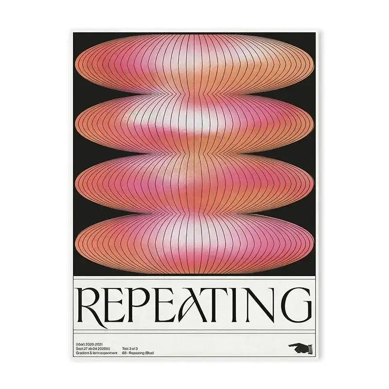 Abstract blue wave sequence pink oval canvas print living room art