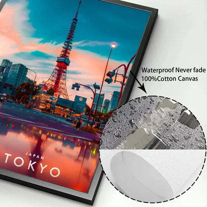 Japanese city landscape canvas set 9 piece living room wall art