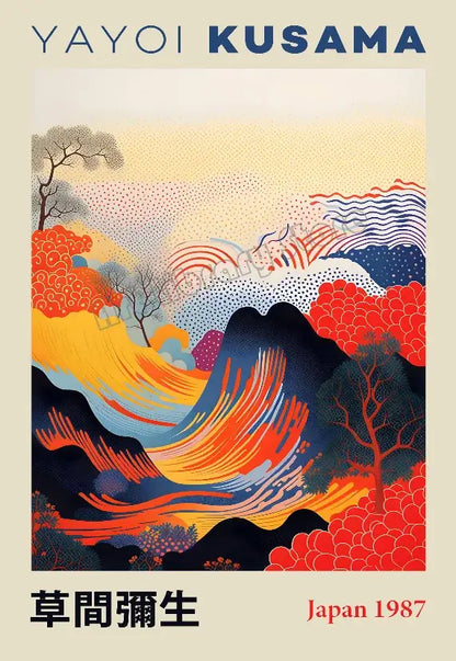 Geometric pink and orange mountain landscape canvas – living room art
