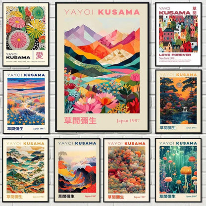 Geometric pink and orange mountain landscape canvas – living room art