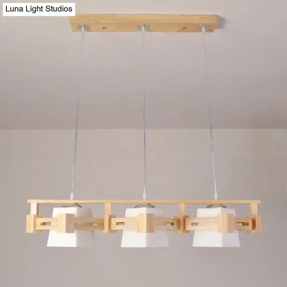 Japanese wood and cream glass hanging light dining room pendant