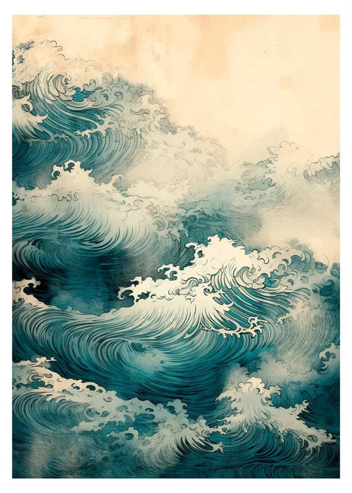 DecorBites™ Japanese Hokusai Art Poster Print on Canvas