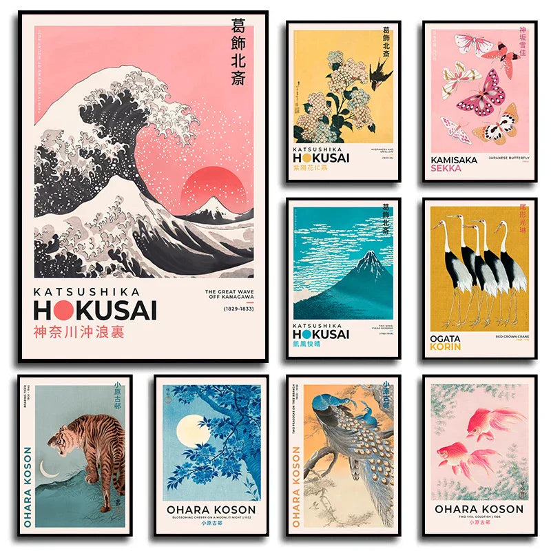 DecorBites™ Japanese Hokusai Art Poster Print on Canvas