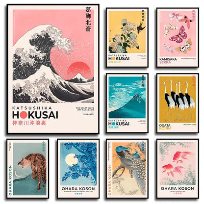 Japanese hokusai winter river art poster print living room canvas