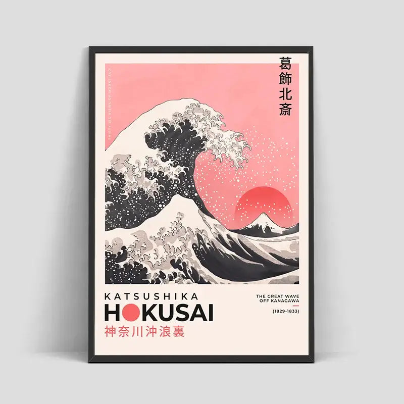 Japanese hokusai winter river art poster print living room canvas