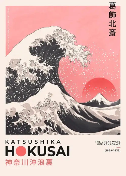 Japanese hokusai blue and white art poster print living room decor
