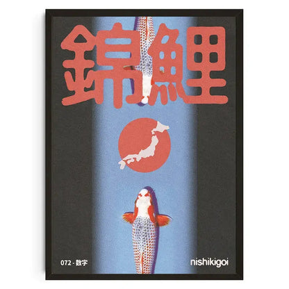 Abstract japanese koi cat red snake canvas print living room wall art