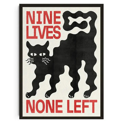 Modern japanese koi cat snake wall art bedroom black & white poster