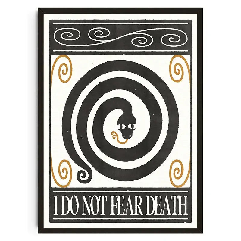 Modern japanese koi cat snake wall art bedroom black & white poster