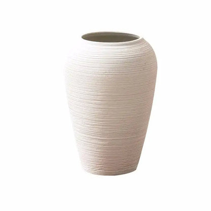 Japanese minimalist hydroponic vase set white ribbed ceramic dining room
