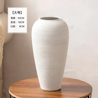Japanese minimalist hydroponic vase set white ribbed ceramic dining room