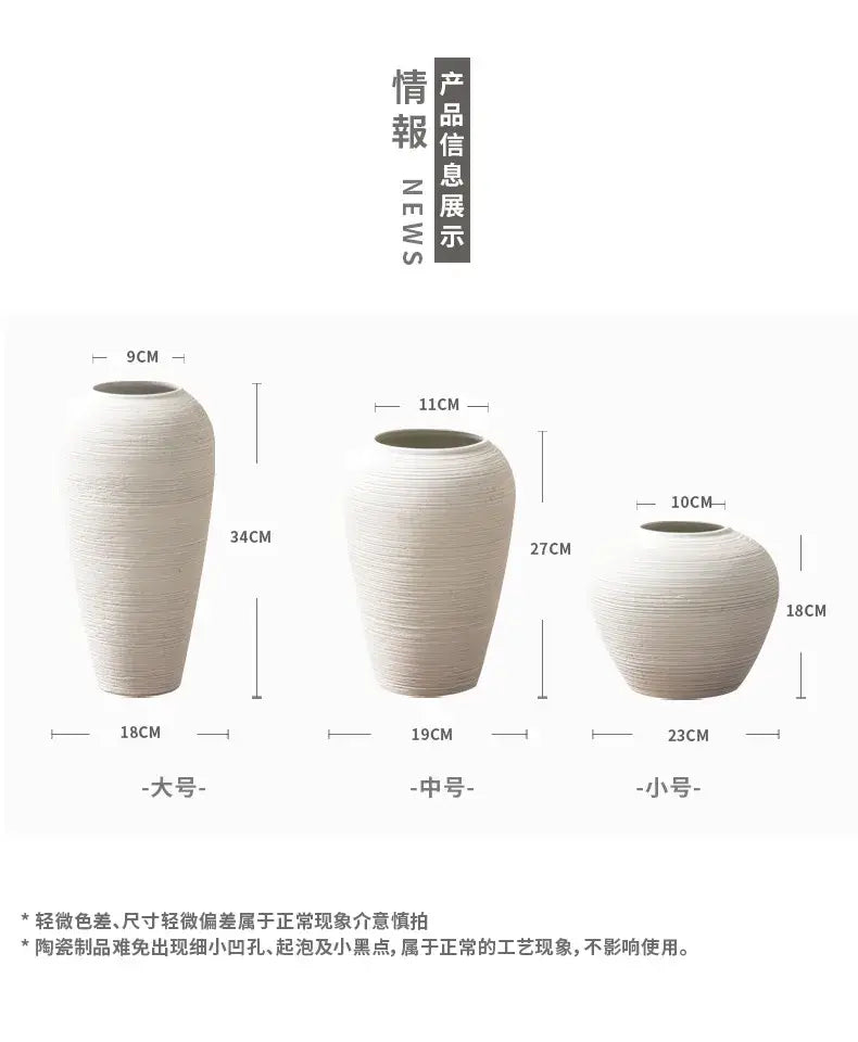 Japanese minimalist hydroponic vase set white ribbed ceramic dining room