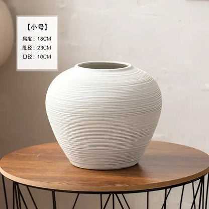Japanese minimalist hydroponic vase set white ribbed ceramic dining room