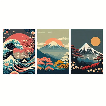 Japanese nature landscape canvas wall art – living room framed set