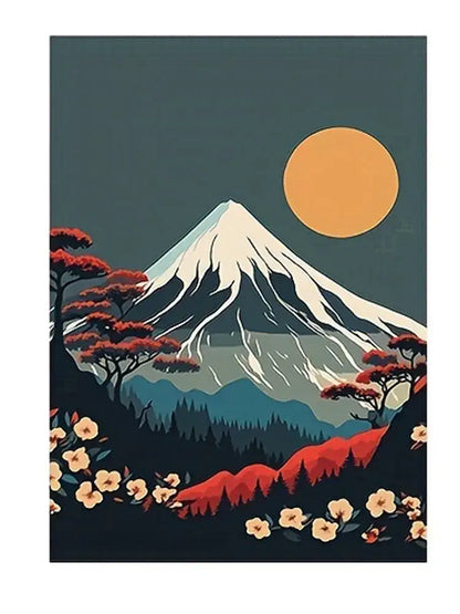 Japanese nature landscape canvas wall art – living room framed set